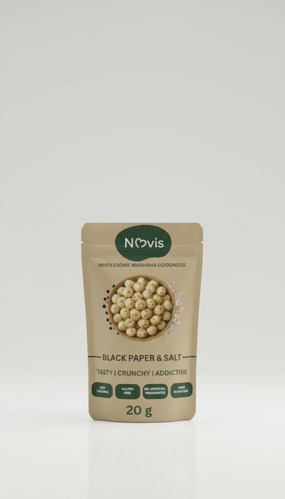 20 g Novis Roasted Makhana – Black Pepper Edition