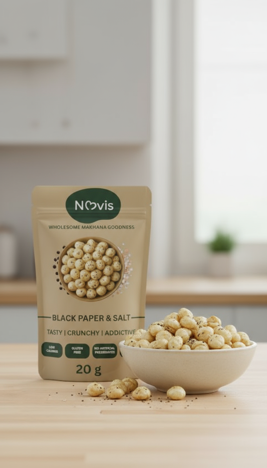20 g Novis Roasted Makhana – Black Pepper Edition