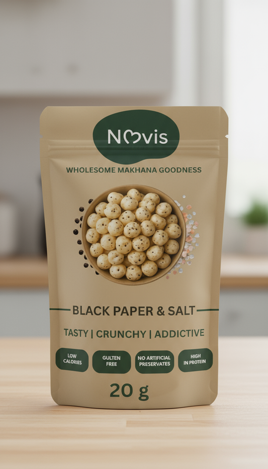20 g Novis Roasted Makhana – Black Pepper Edition